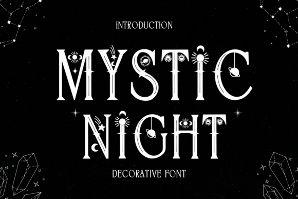 Mystic Night: A Celestial Decorative Font for Makers
